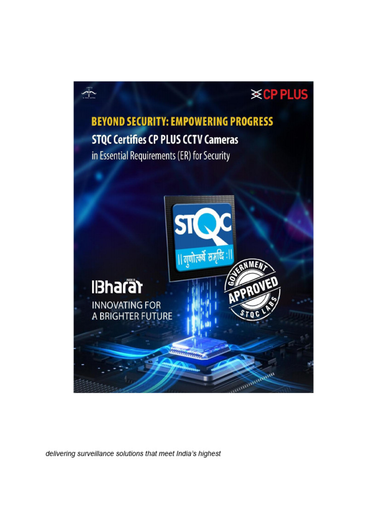 CP PLUS Achieves STQC Certification | PDF | Information Technology ...