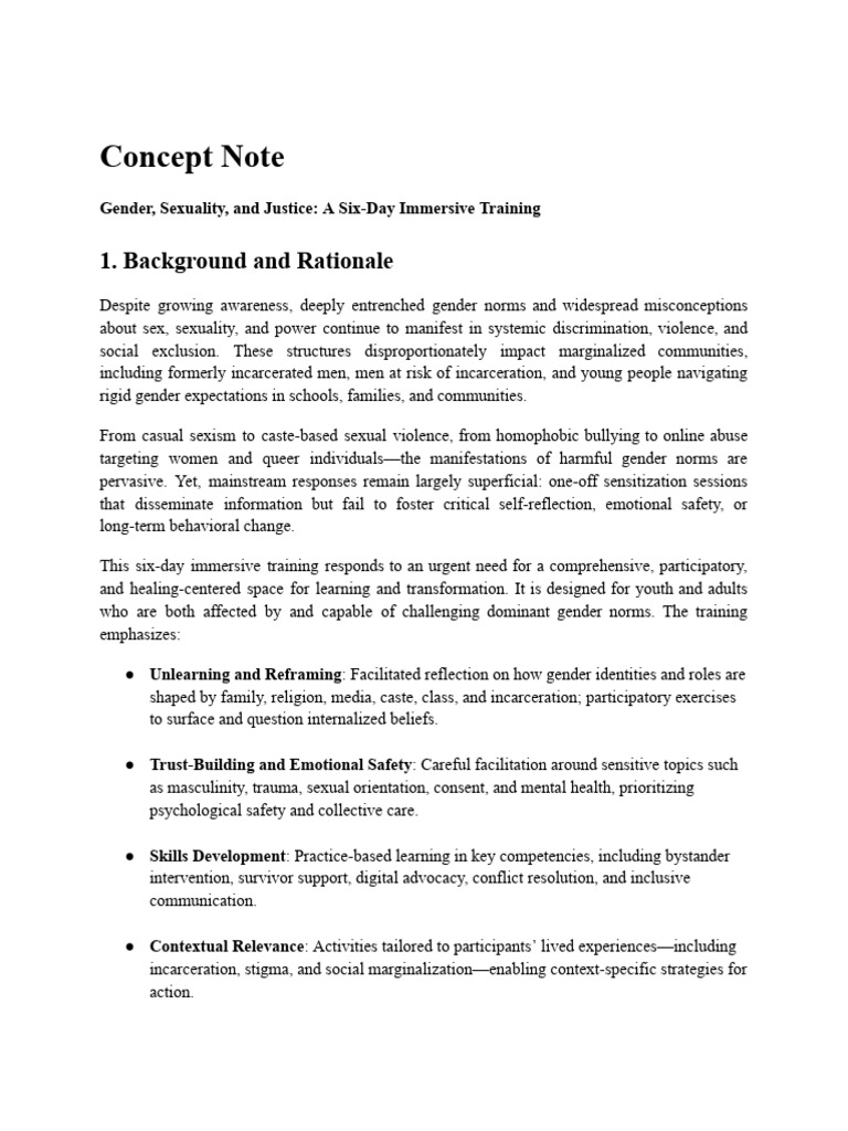 Concept Note - August Workshop | PDF | Violence | Gender