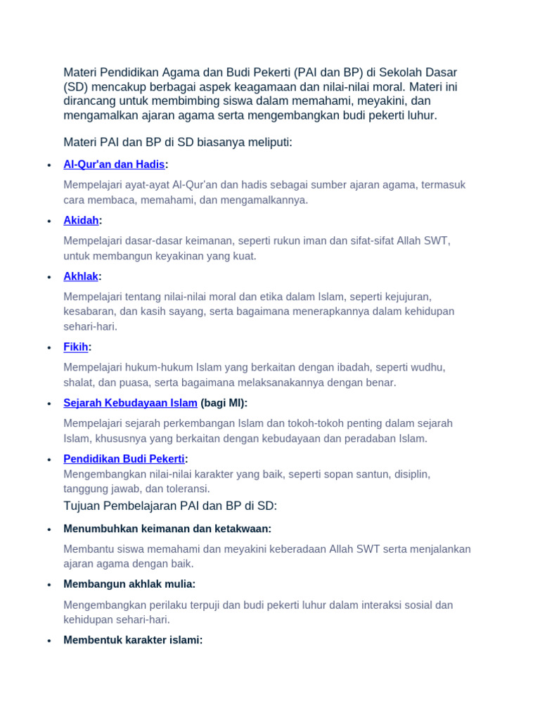 Materi PAI dan BP untuk SD | PDF