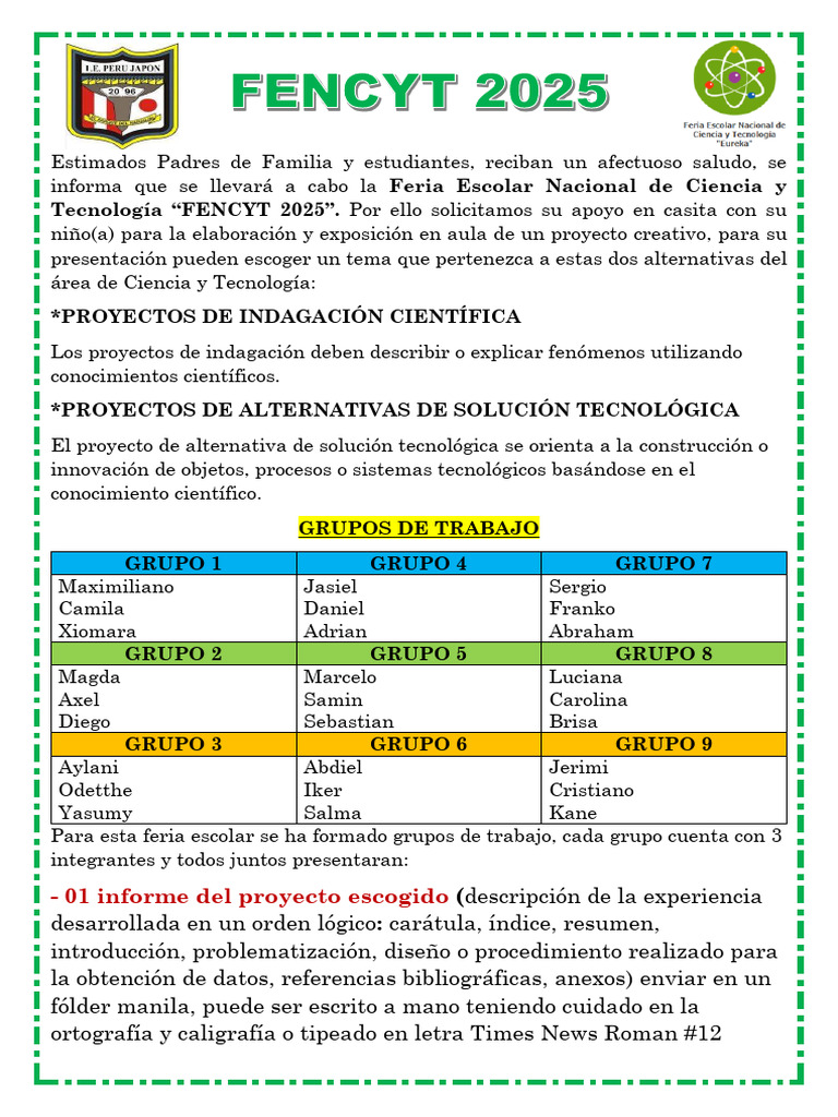 Feria Escolar de Ciencia y Tecnología 2025 | PDF | Science