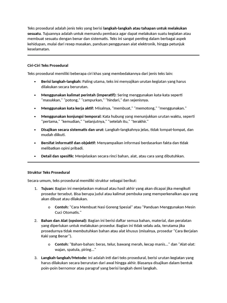 Pengertian dan Ciri Teks Prosedural | PDF