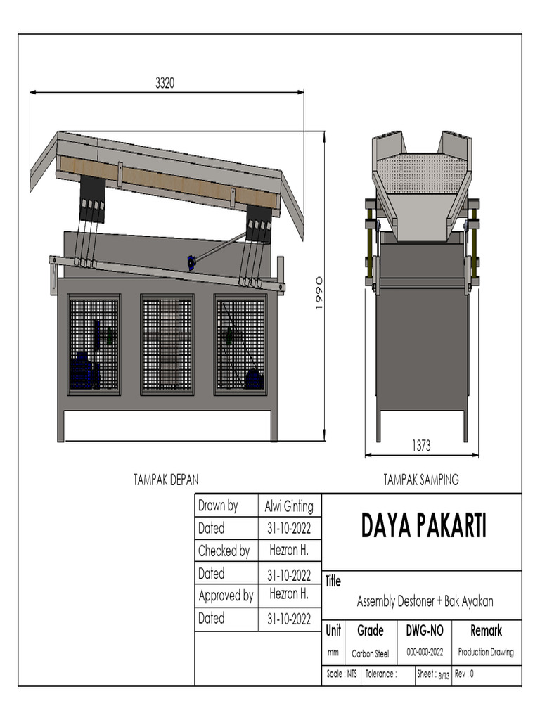 Production Drawing: Destoner Assembly | PDF