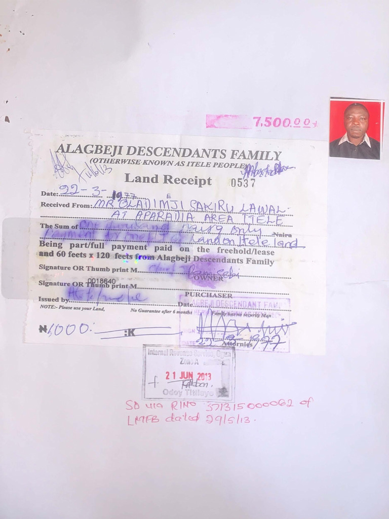 Land Receipt 2 | PDF