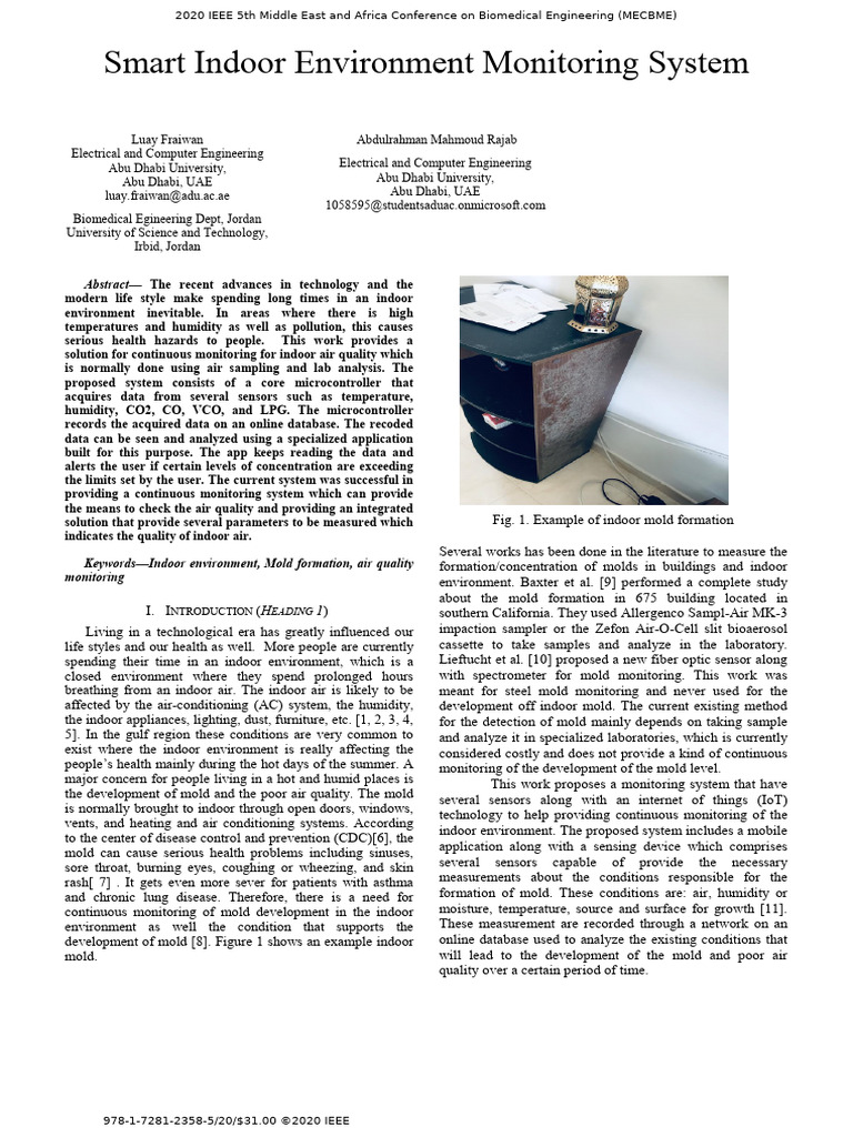 Smart Indoor Air Quality Monitoring System | PDF | Sensor | Mold