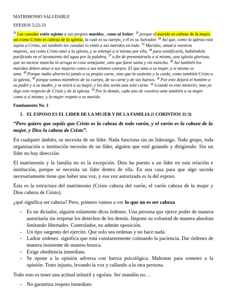 Matrimonio Saludable: Amor y Liderazgo | PDF | Amor | Cristo (título)