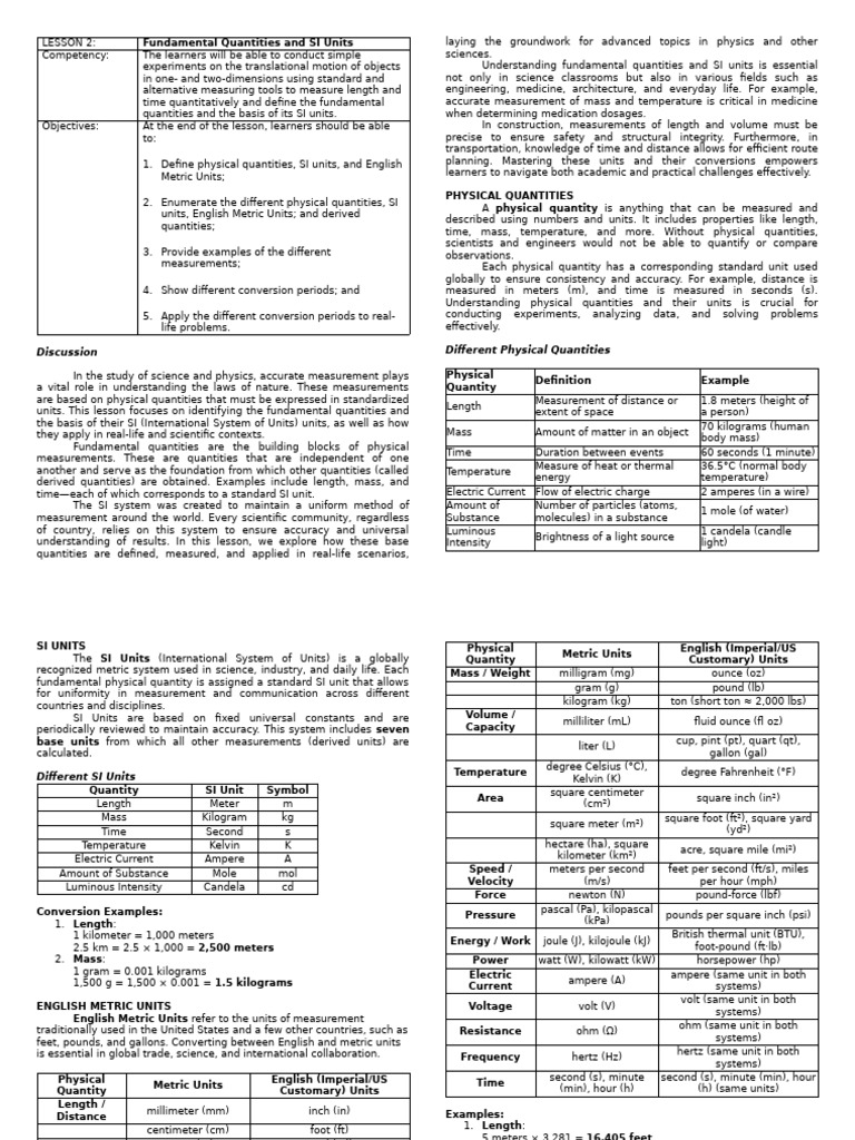SI Units and Physical Quantities Explained | PDF | International System ...