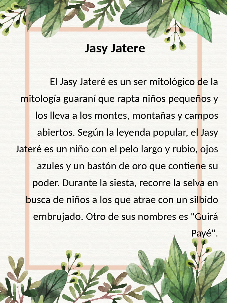 Leyenda de Jasy Jatere en Guaraní | PDF