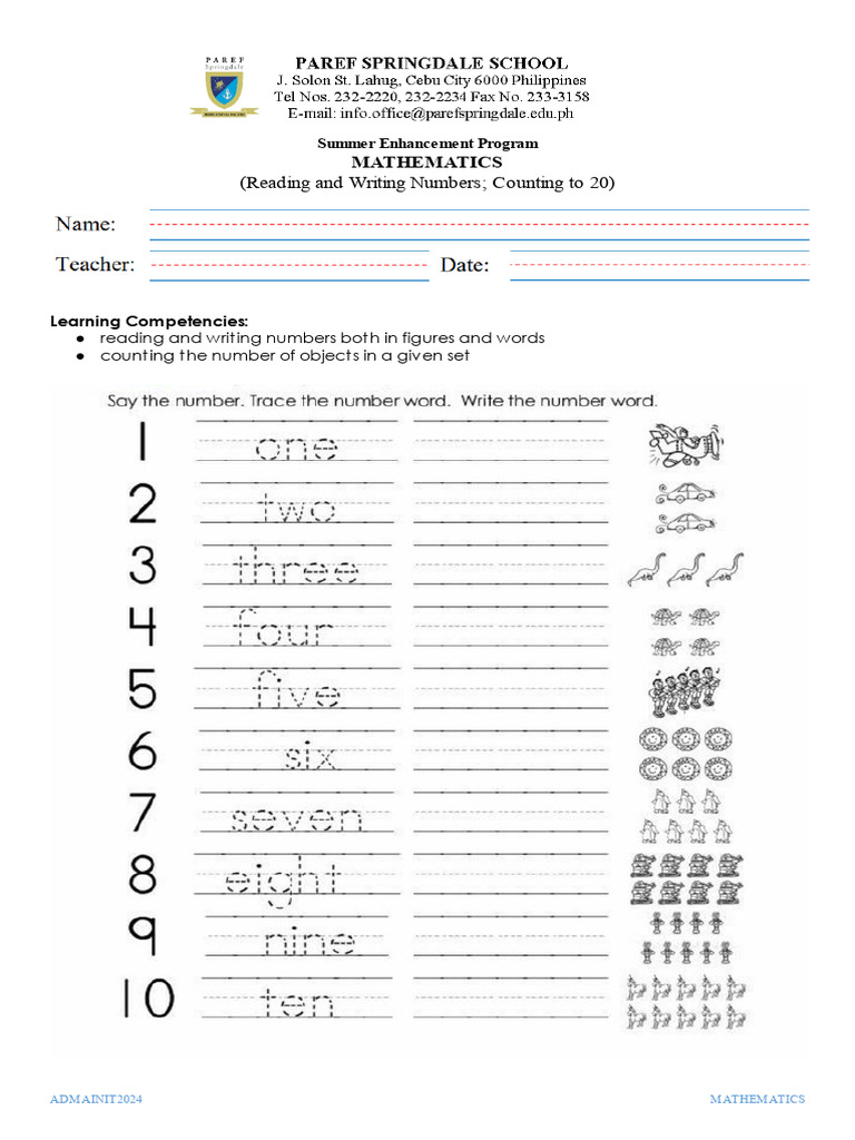 Counting and Drawing Activities | PDF