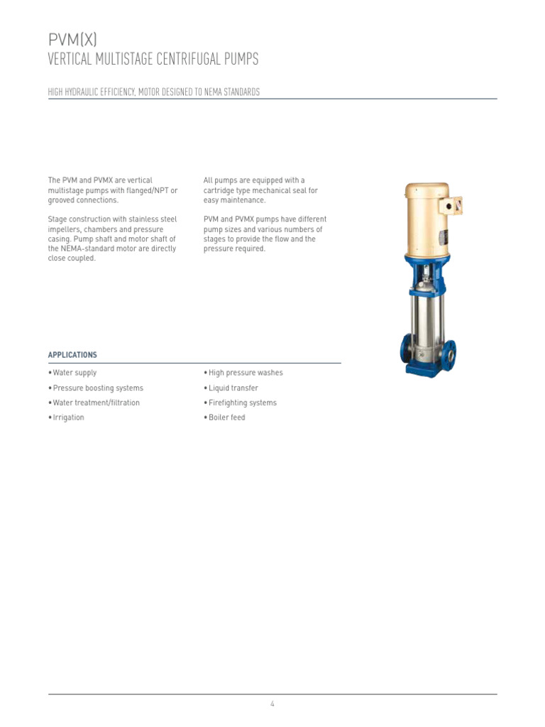 Vertical Multistage Centrifugal Pumps | PDF | Pump | Gas Technologies