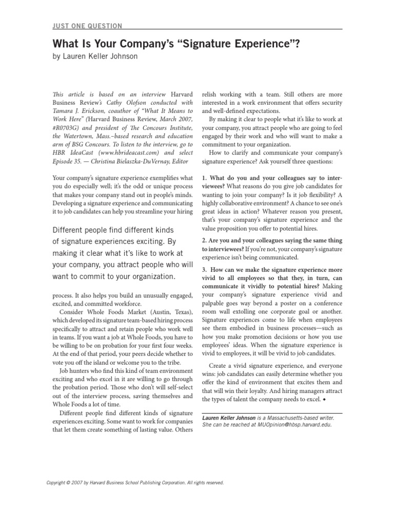 Whats Your Signature Experience Employment Business