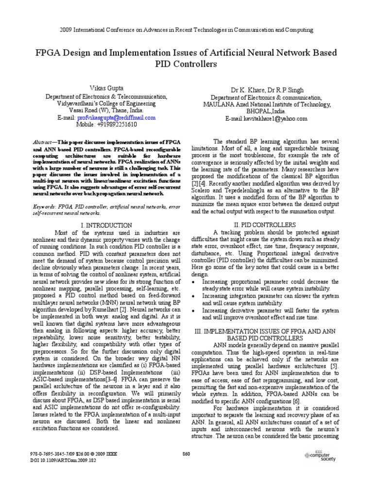 FPGA Design and Implementation Issues of Artificial Neural Network ...