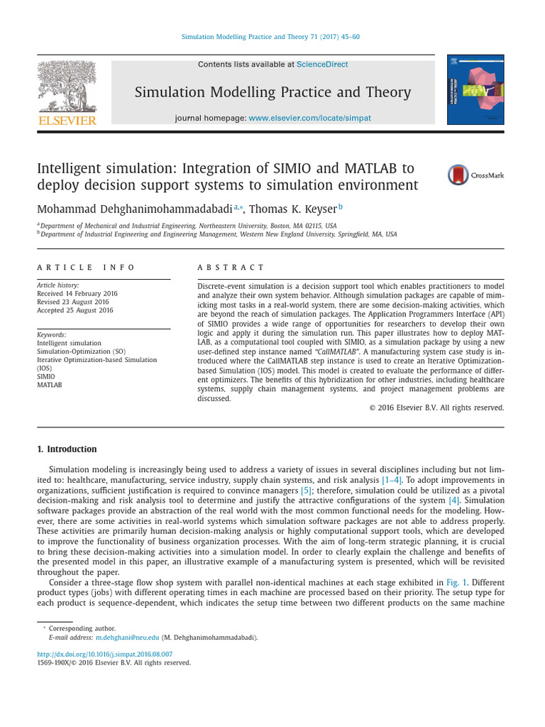 Integrating SIMIO and MATLAB for Intelligent Simulation | PDF ...