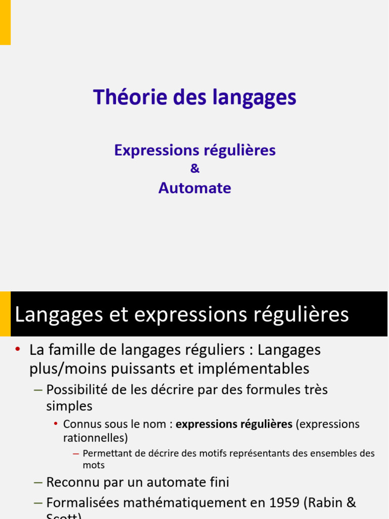 Langages et Expressions Régulières | PDF | Expression régulière ...