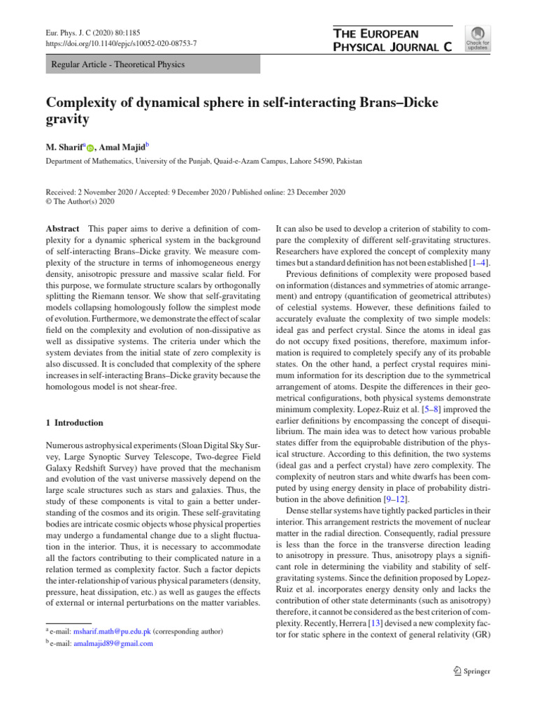 Complexity of Dynamical Sphere in Self-Interacting Brans-Dicke Gravity ...