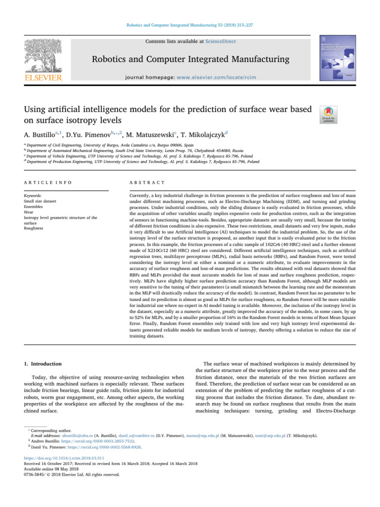 AI Models for Predicting Surface Wear | PDF | Machine Learning | Machining
