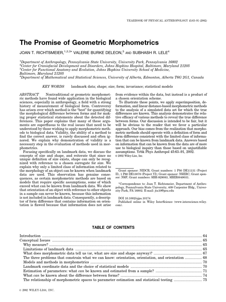 Understanding Geometric Morphometrics | PDF | Morphometrics | Hypothesis