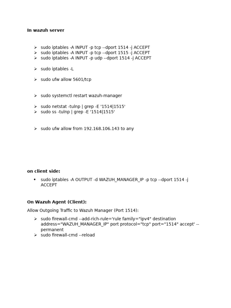 Wazuh Firewall Configuration Guide | PDF