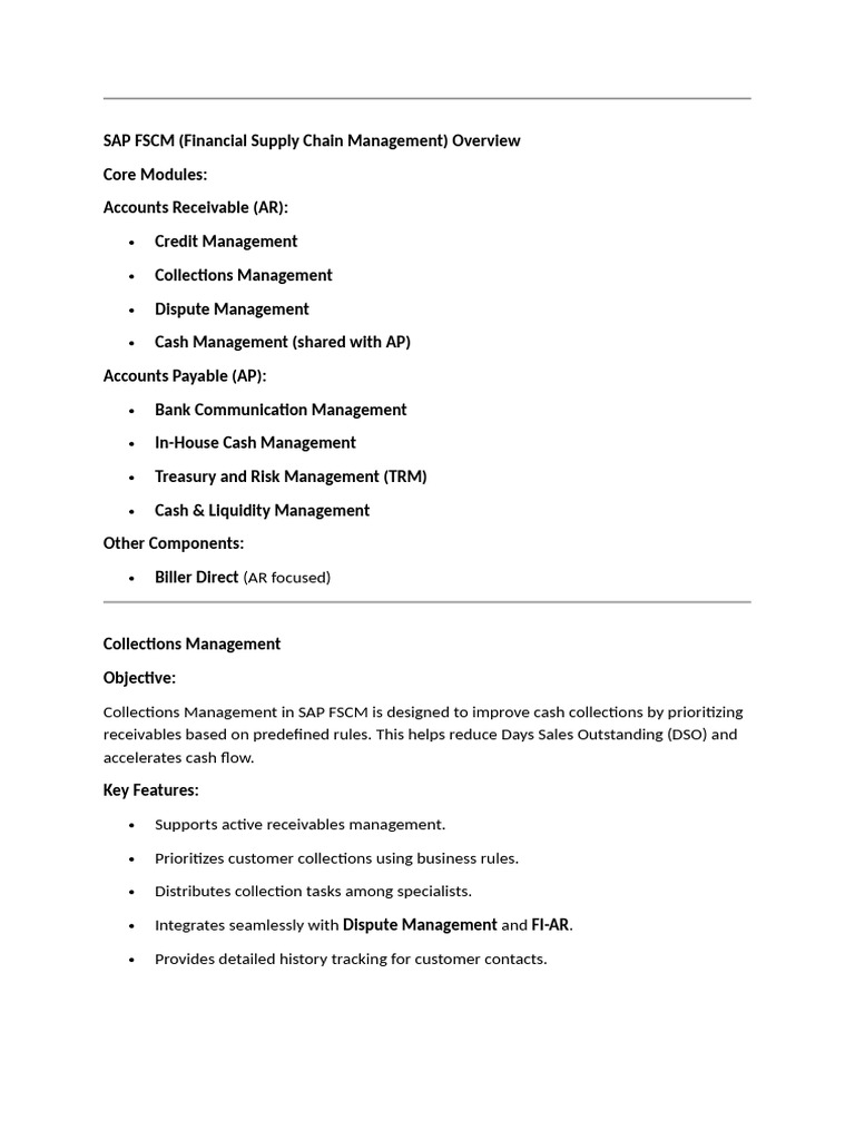 SAP FSCM Credit Management Overview | PDF | Credit | Finance & Money ...