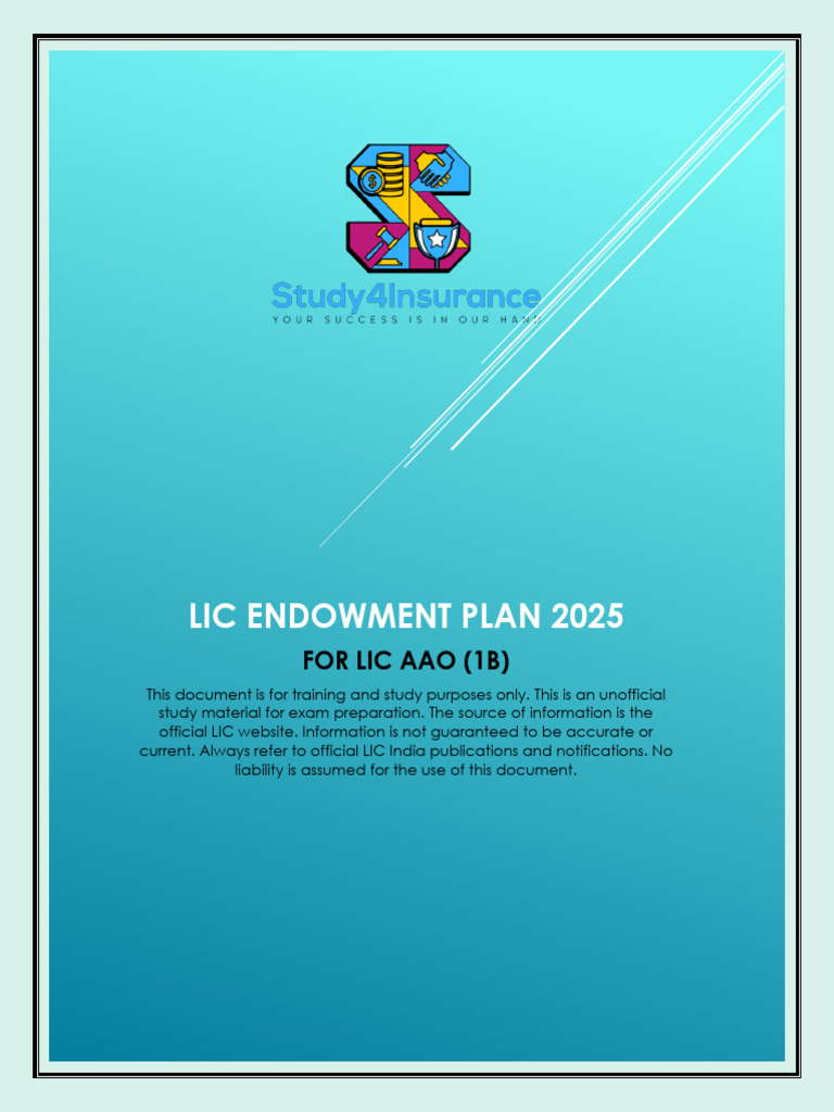 LIC Endowment Plans Overview | PDF | Insurance | Life Insurance