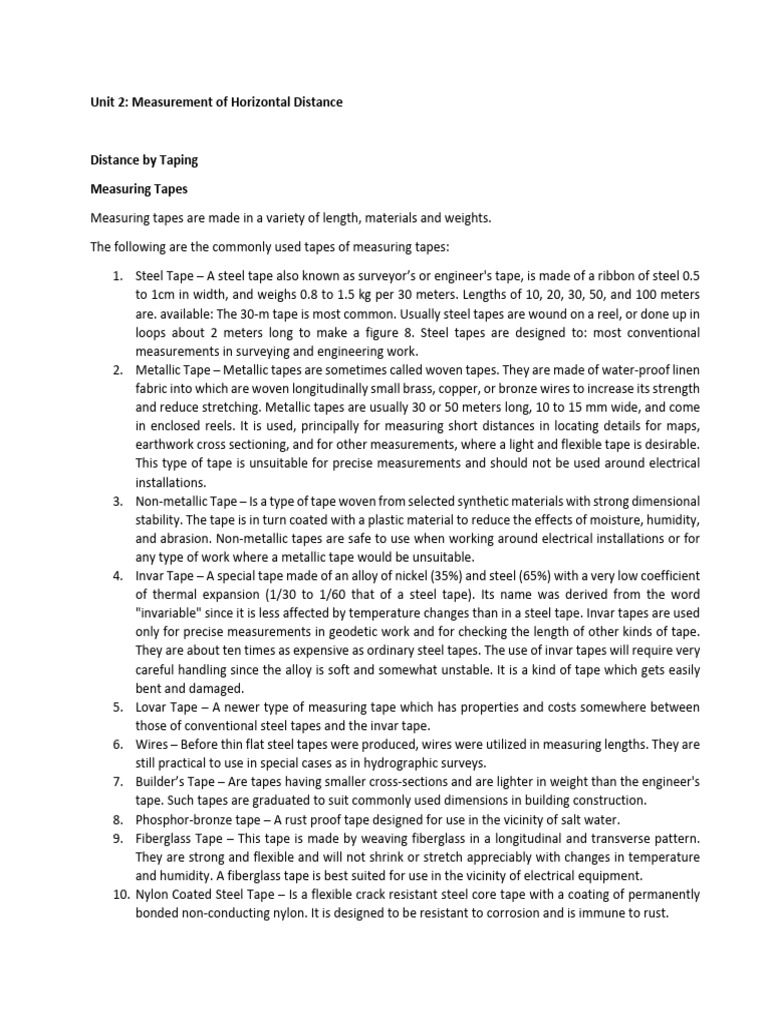 CE21 - CE PC 214 - Lecture 2 - Measurement of Horizontal Distance | PDF ...