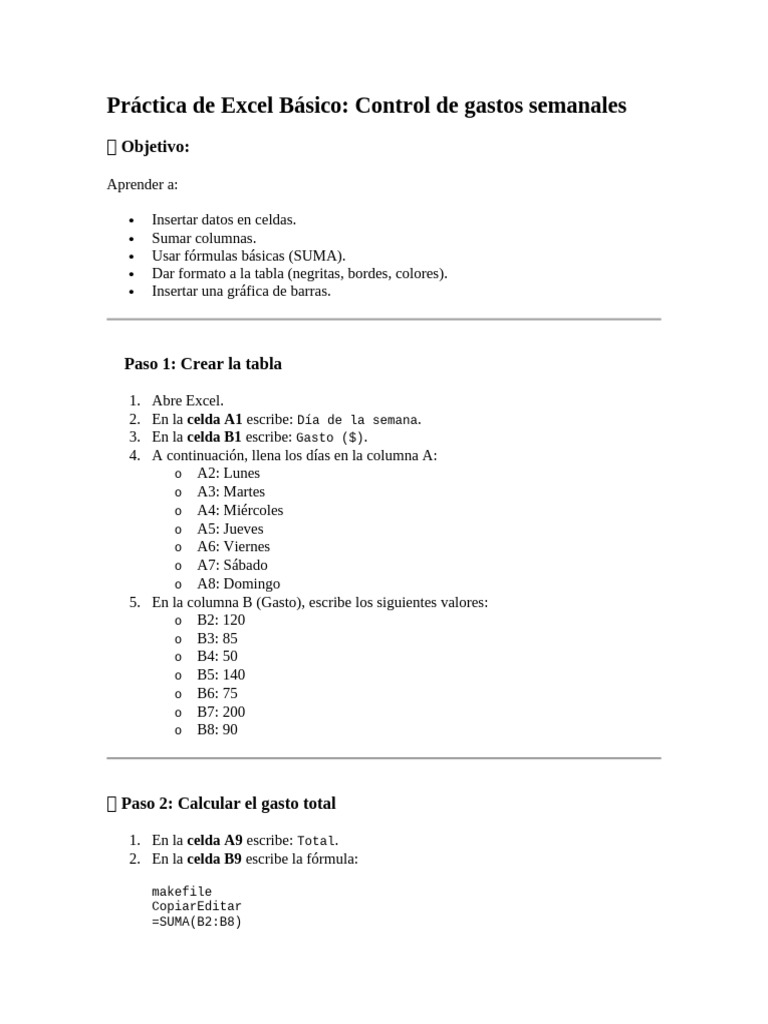 Excel Básico: Control de Gastos y Más | PDF | Ajedrez | Teoría del ajedrez