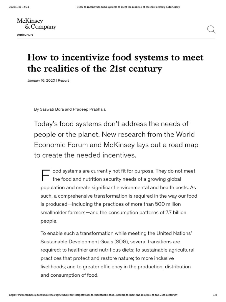 Incentivizing Food Systems Transformation | PDF | Incentive ...