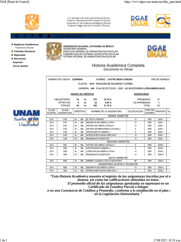 Calificaciones SIAE UNAM | PDF