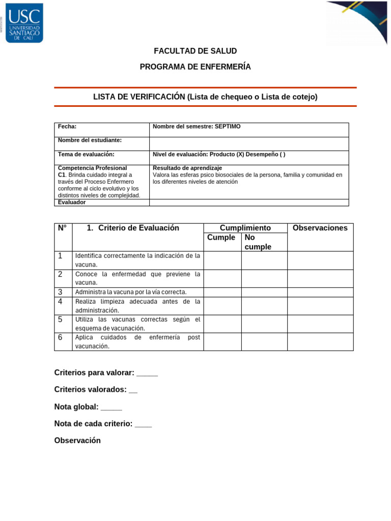 Lista de Verificacion Pai | PDF | Enfermería