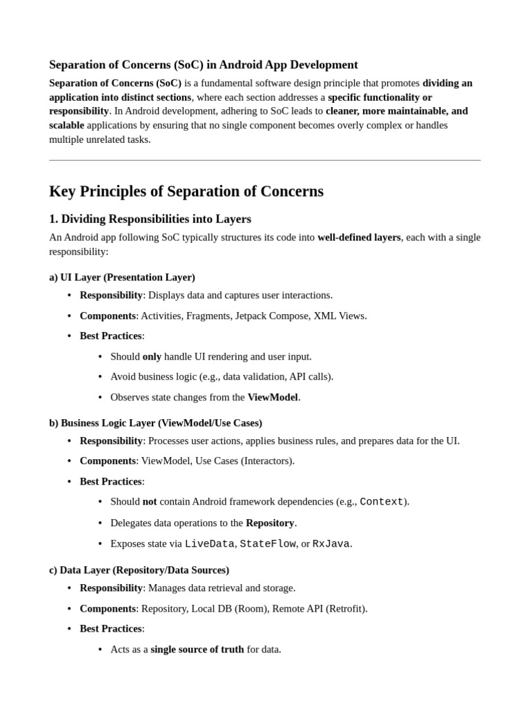 SoC Principles in Android Development | PDF | Android (Operating System ...