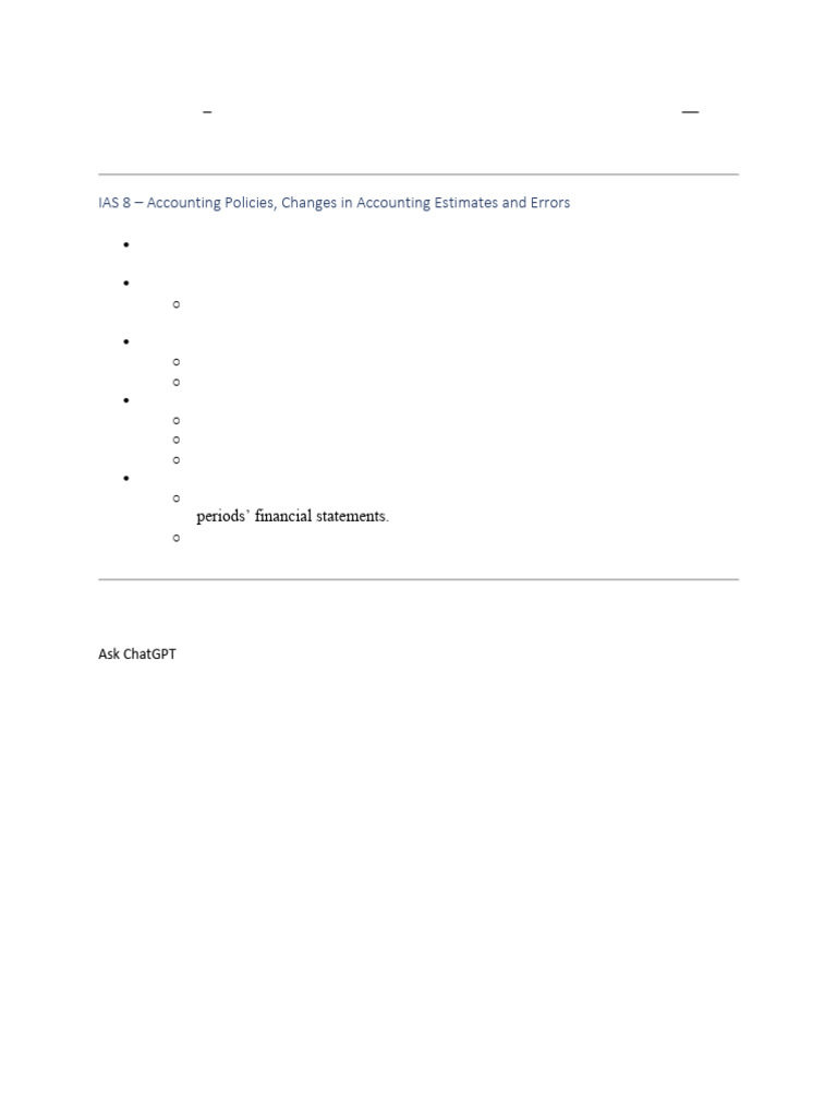 IAS 8: Accounting Policies & Errors Explained | PDF