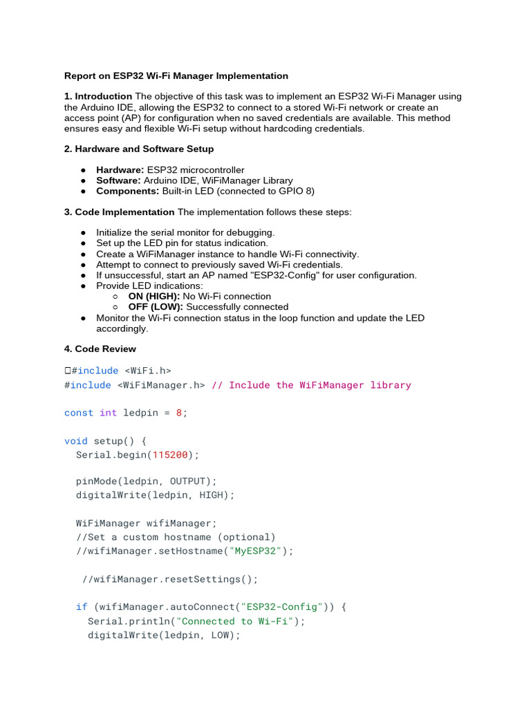 ESP32 Wi-Fi Manager Implementation Guide | PDF | Wi Fi | Arduino