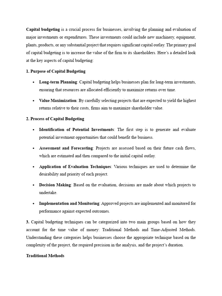 Key Aspects of Capital Budgeting | PDF | Net Present Value | Internal ...