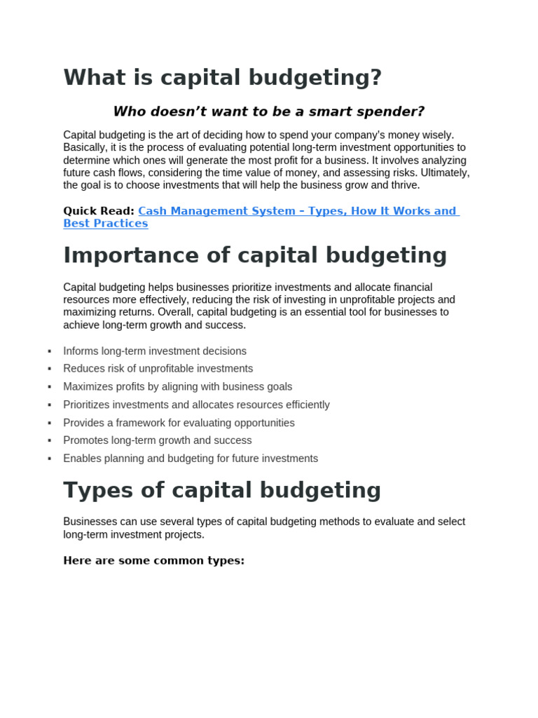 Understanding Capital Budgeting Methods | PDF | Capital Budgeting | Net ...