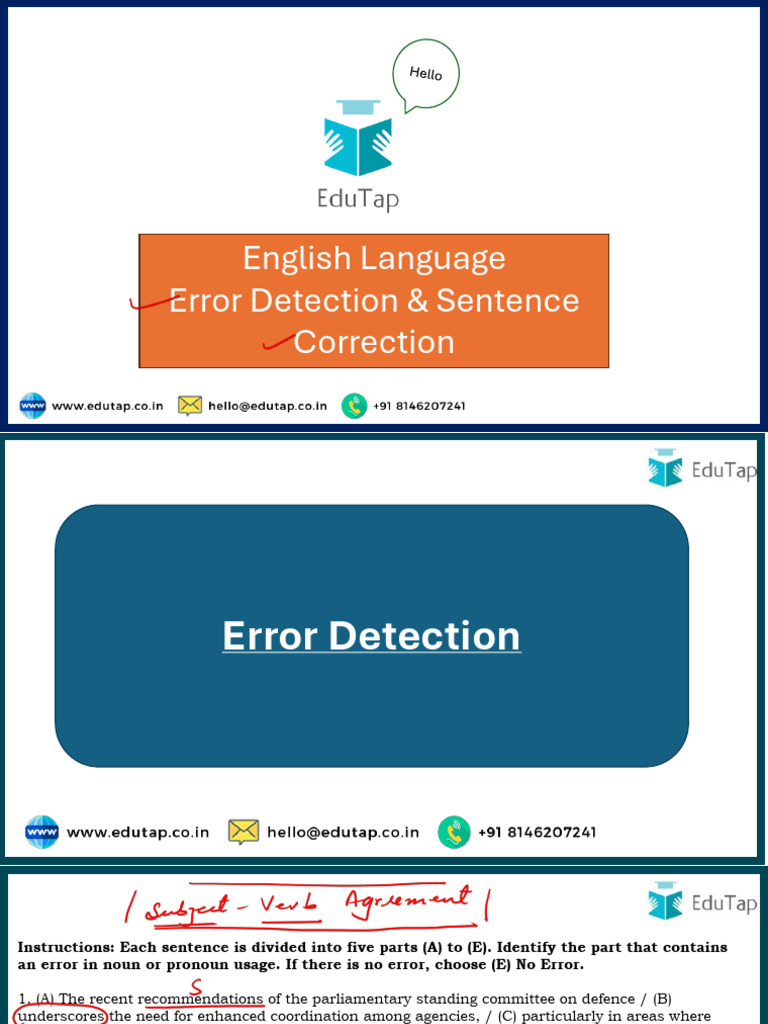 Error Detection in English Sentences | PDF | Question | Pronoun