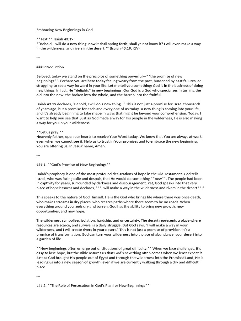 New Beginnings in God's Promise | PDF | Acts Of The Apostles | Paul The ...