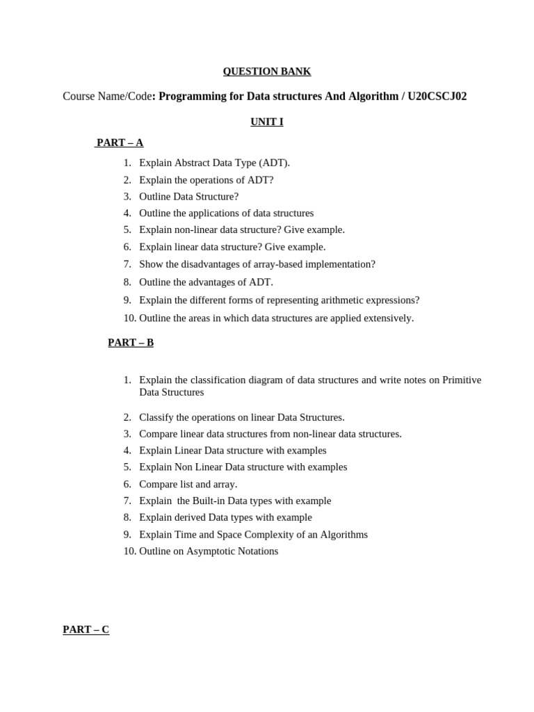 Data Structures and Algorithms Question Bank | PDF | Queue (Abstract ...