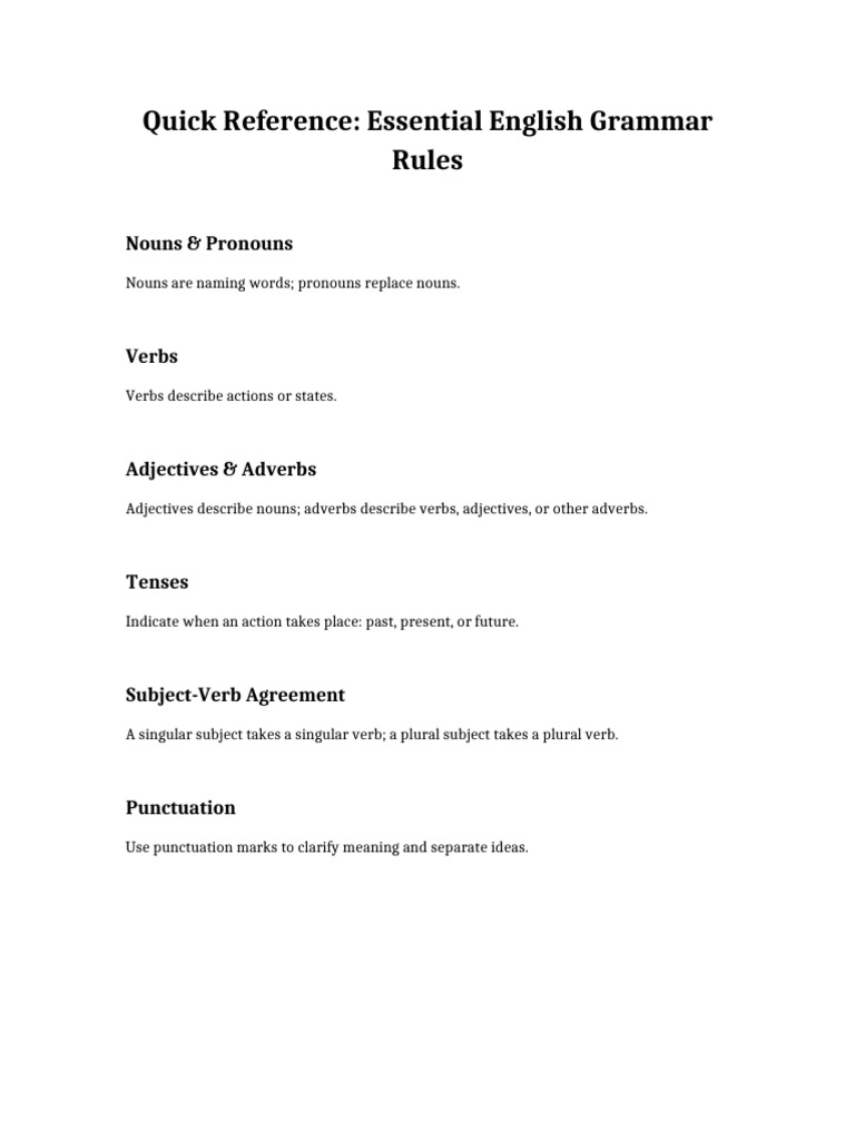 Essential English Grammar Guide | PDF