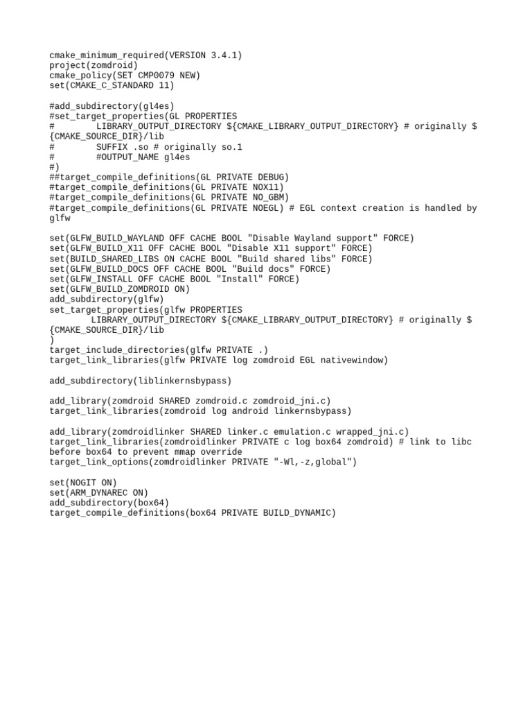 Zomdroid CMake Configuration Guide | PDF