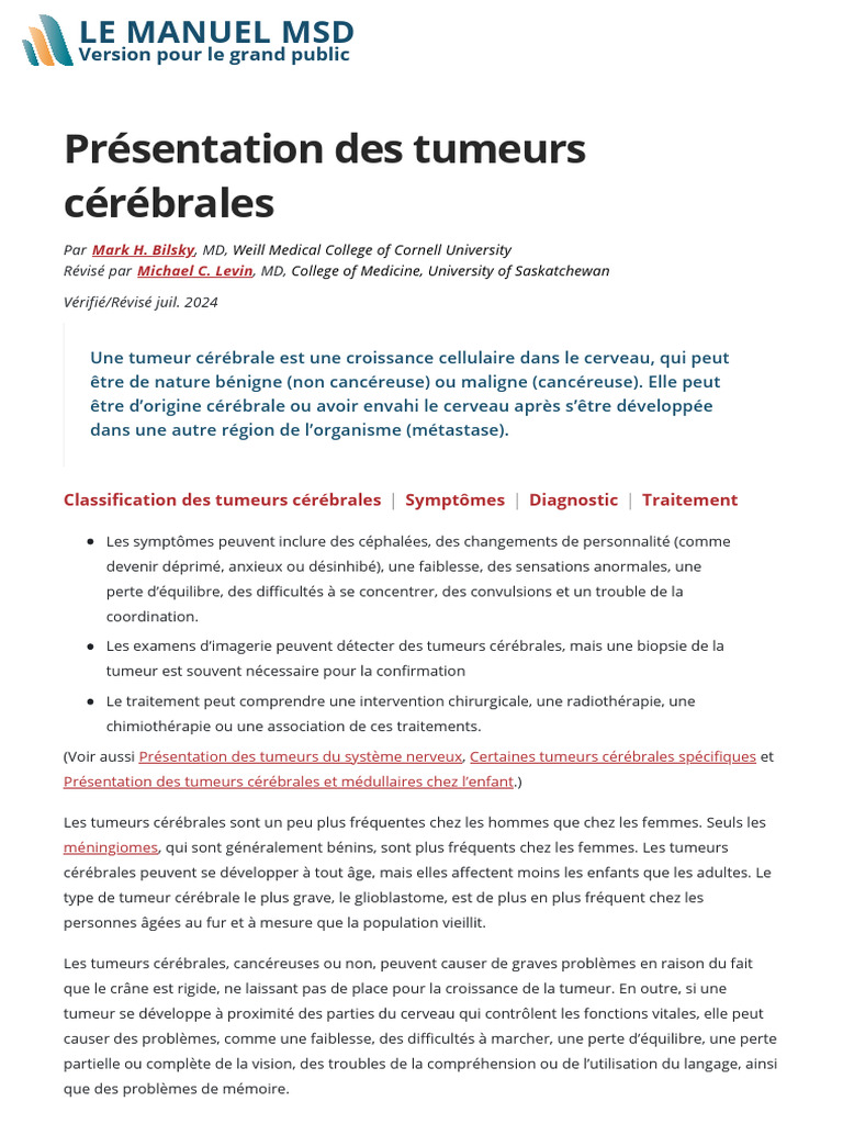 Comprendre les tumeurs cérébrales PDF Tumeur du cerveau Radiothérapie — free download