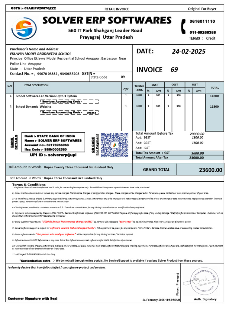 Solver ERP Software Invoice Details | PDF | Software | Value Added Tax