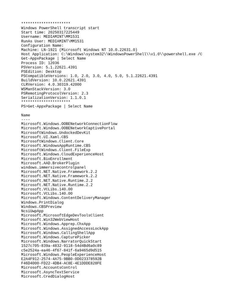PowerShell Transcript - LN 1921.RYeG4PHt.20250317225449 | PDF ...