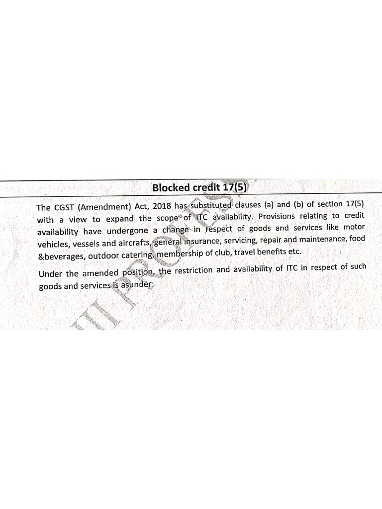 ITC Credit Block | PDF