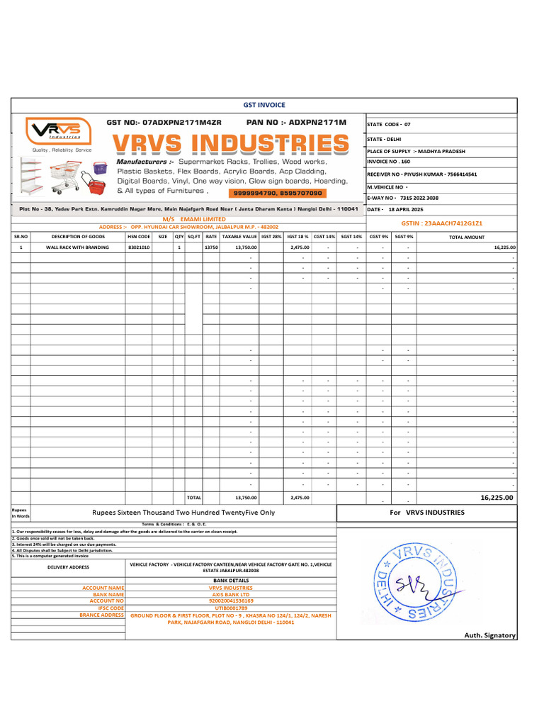 GST Invoice for Wall Rack Sale | PDF | Sales | Public Finance