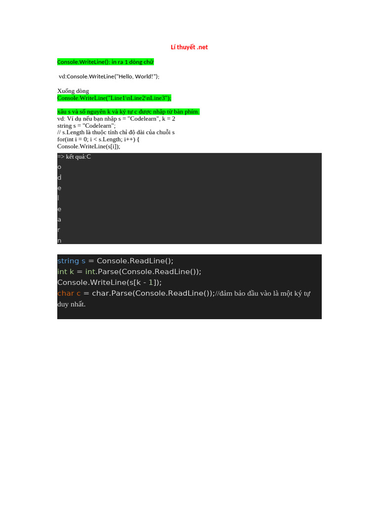 Console - Writeline : in Ra 1 Dòng CH Console - Writeline ("Hello ...