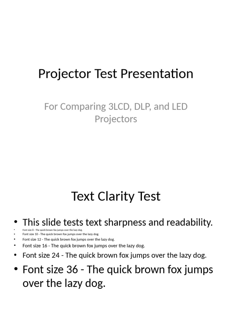 Projector Test Presentation Advanced | PDF