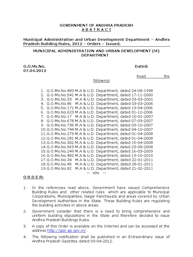 Andhra Pradesh Building Rules 2012 | PDF | Transport | Nature