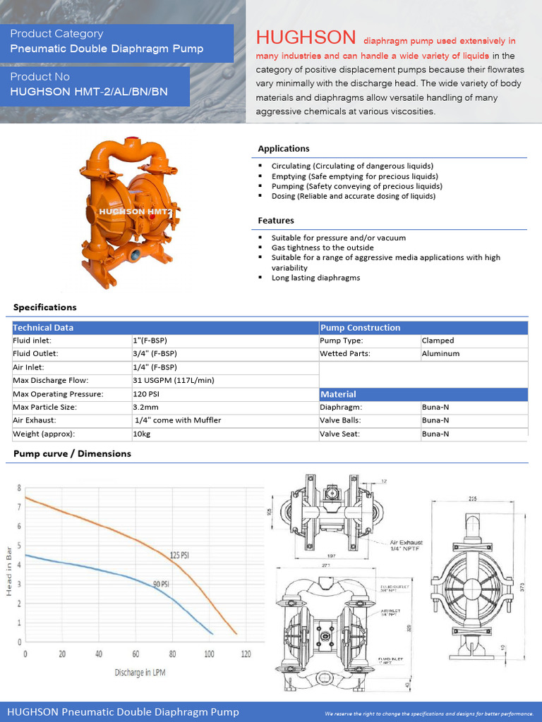 HMT2 - Pneumatic Double Diaphragm Pump | PDF | Pump | Valve