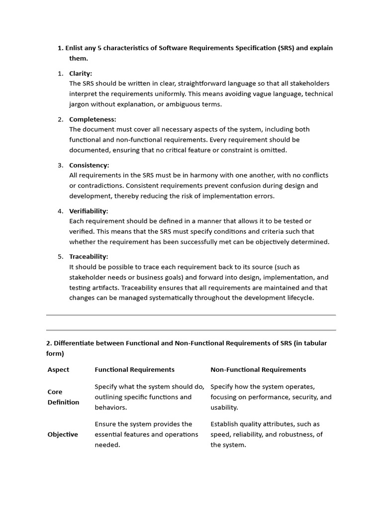 Key Characteristics of SRS Explained | PDF | Software Testing | Systems ...