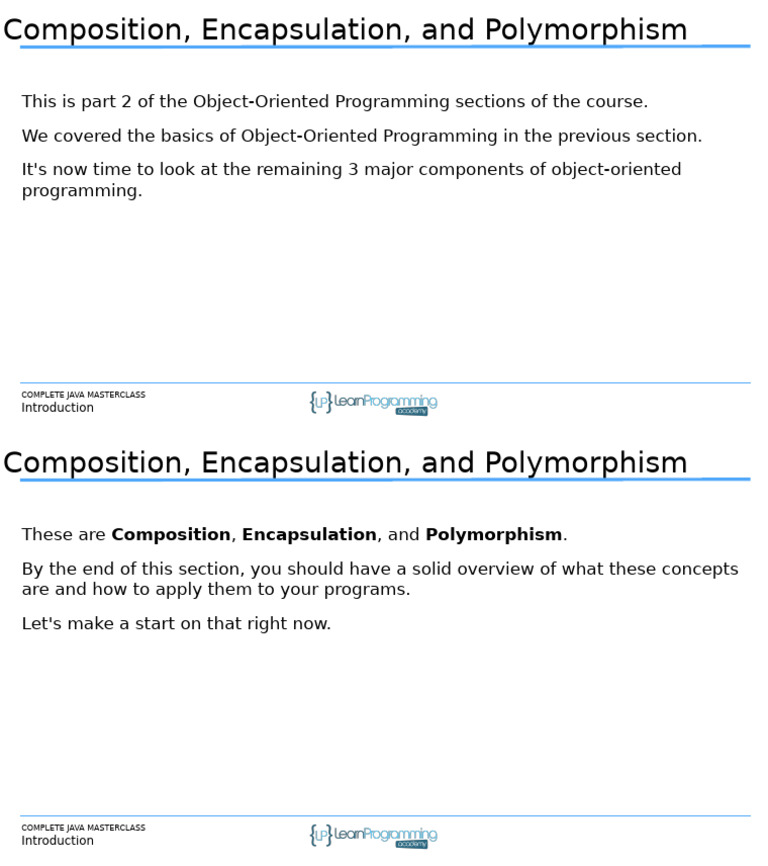 Java OOP: Composition, Encapsulation, Polymorphism | PDF