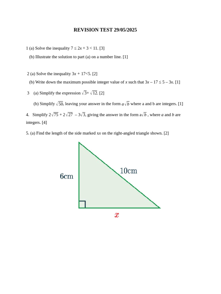 F3 Maths Test 1 | PDF